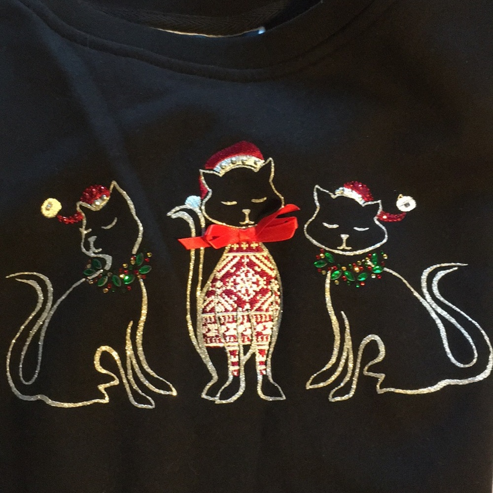 Karen Scott Nwt whimsy fleece holiday Kitty cat